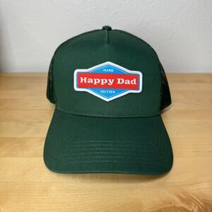 Happy Dad Hard Seltzer Trucker Hat Forest Green Mesh Snapback Cap Nelk Boys